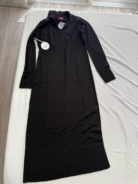 NWT STAUD Black Long Sleeve Knit Dress | Size Large